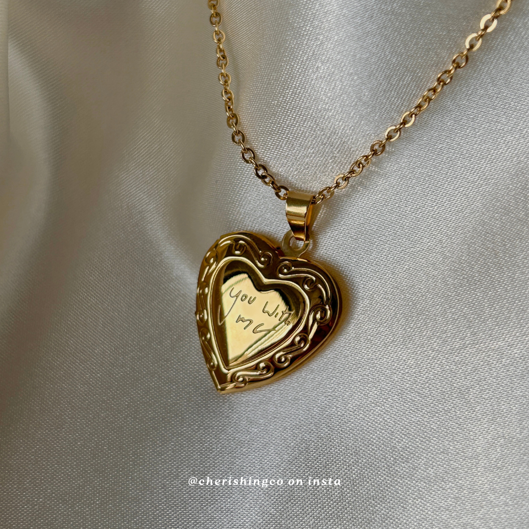 billie eilish merch blohsh heart locket necklace handwriting